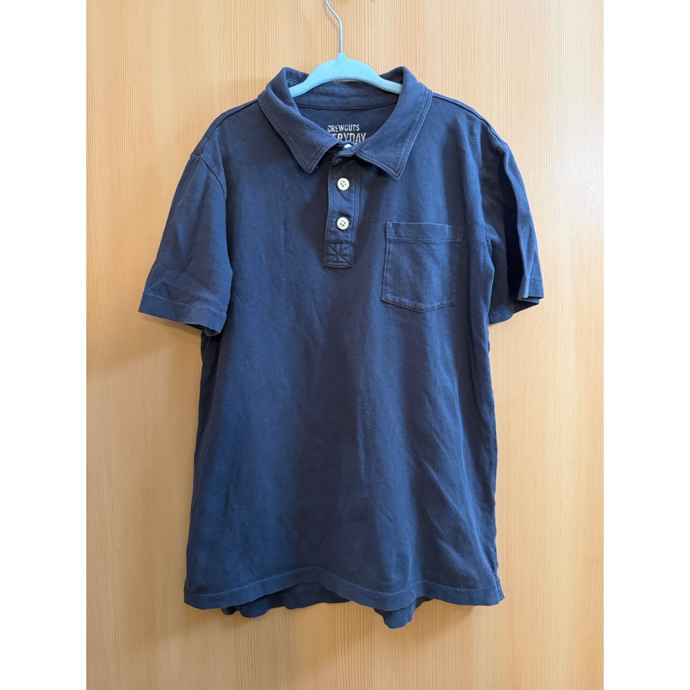Crewcuts Everyday Boys Navy Blue Cotton Short Sleeve Pocket Polo Shirt Size 10